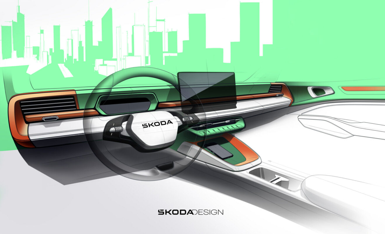 Škoda presenta los primeros bocetos del interior del Epiq y anuncia la fecha de su estreno mundial